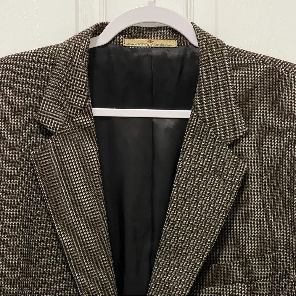 Vintage Joseph Abboud Jacobsons 100% Wool Sport Coat Jacket Tweed USA Men 43L